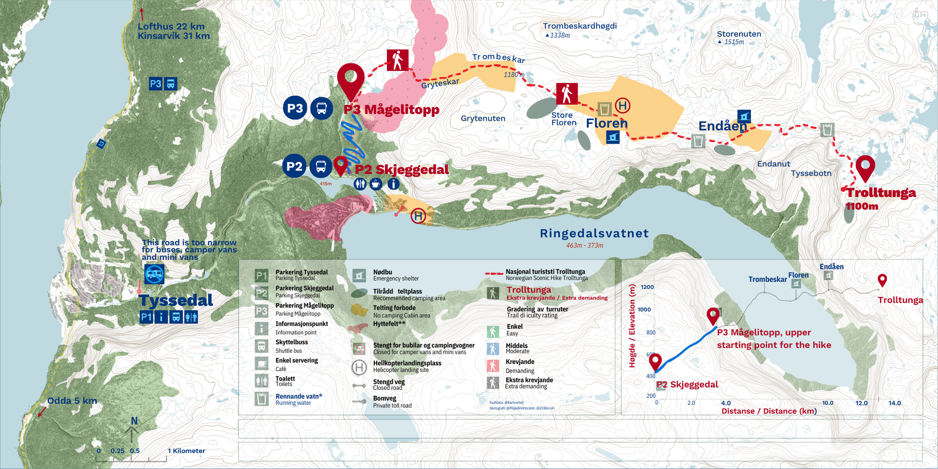 Map Trolltunga in Norway - www.trolltunganorway.com